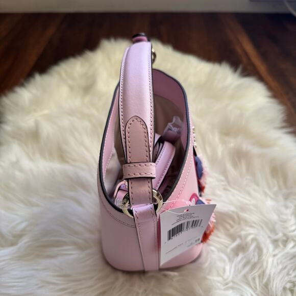 NEW Kate Spade NY Pippa Flock Party Parrot Pink Small Bucket Crossbody Bag - Picture 5 of 12